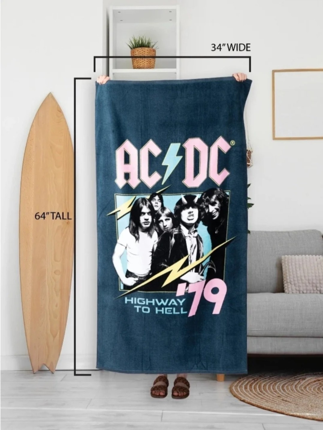 AC/DC Highway To Hell NEW Large Beach Towel 34" X 64" Inches. gallery