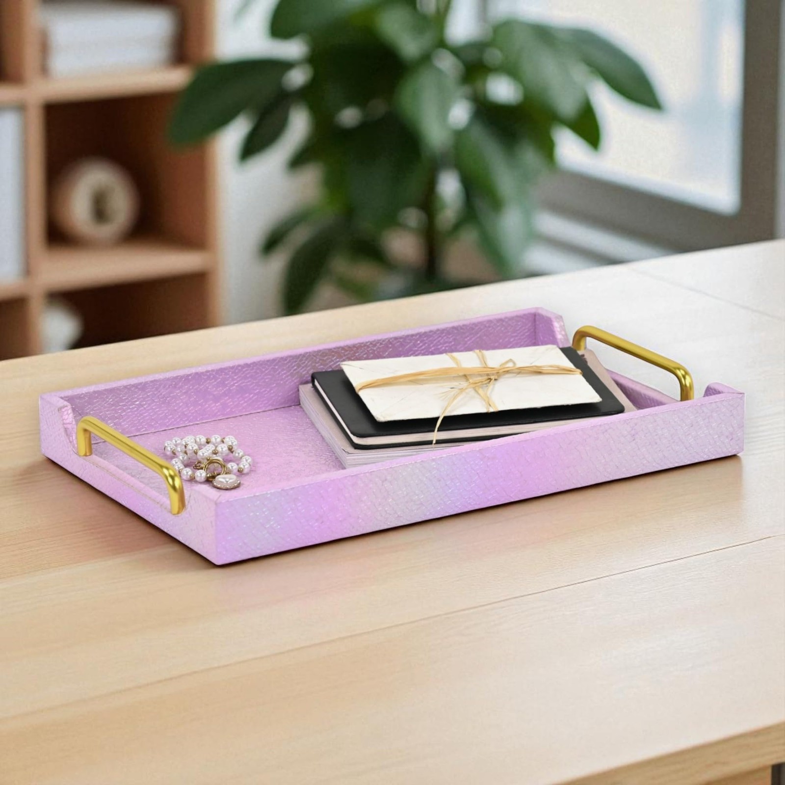 Nimue Prismatic Scale Tray PInk Gold 15Dot75In gallery