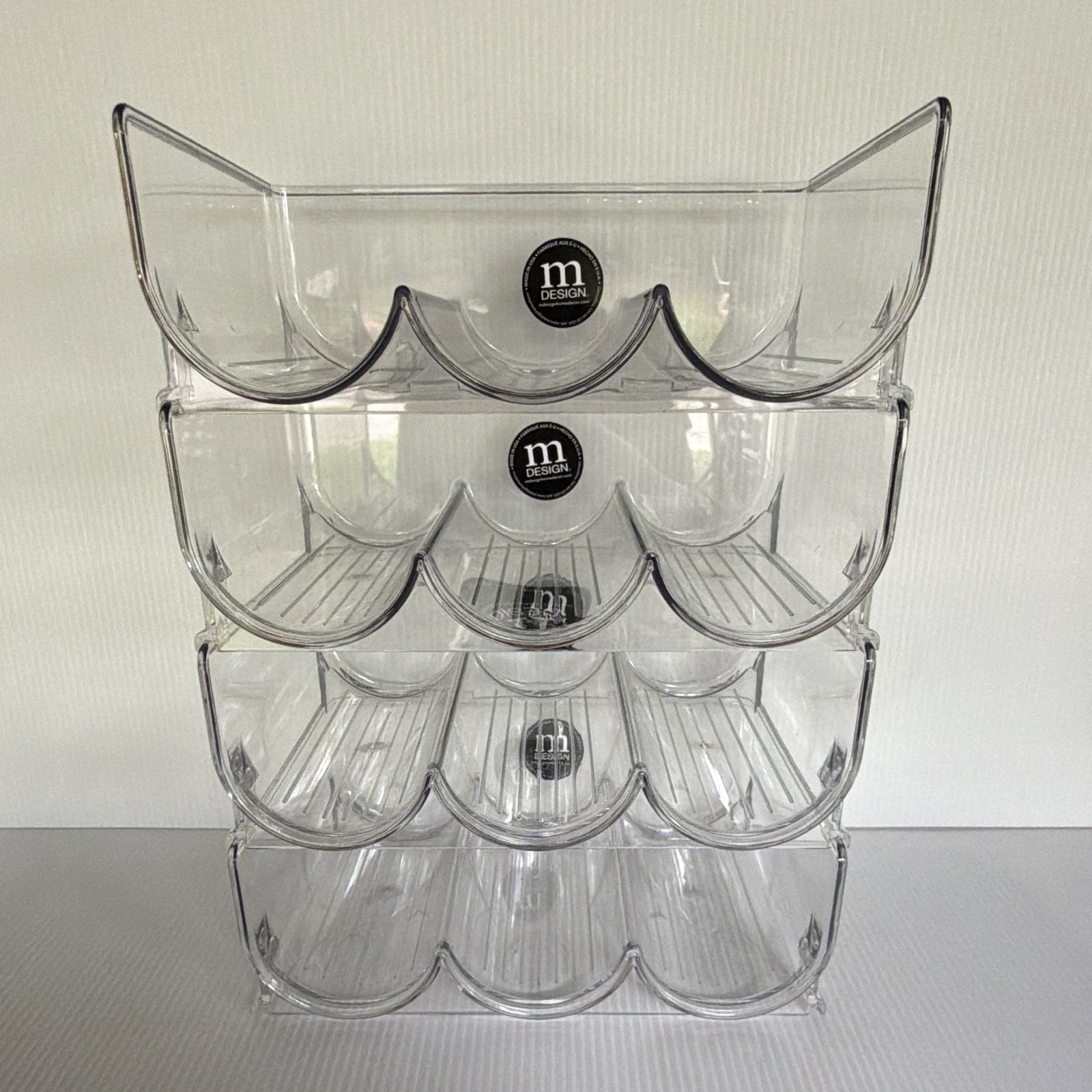 mDesign Clear Plastic Stackable Wine Storage 4-Pack 3-Compartment 15x12x9 gallery