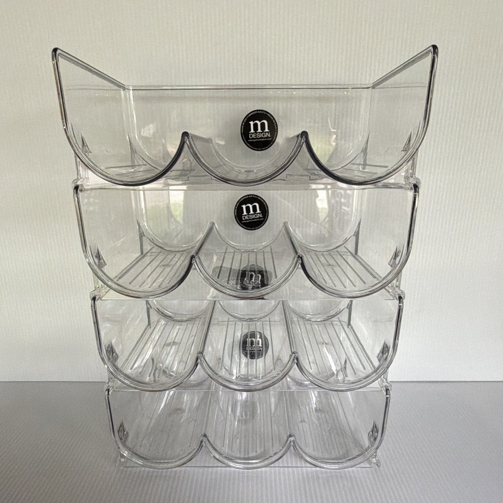 mDesign Clear Plastic Stackable Wine Storage 4-Pack 3-Compartment 15x12x9