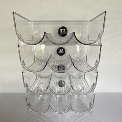 mDesign Clear Plastic Stackable Wine Storage 4-Pack 3-Compartment 15x12x9