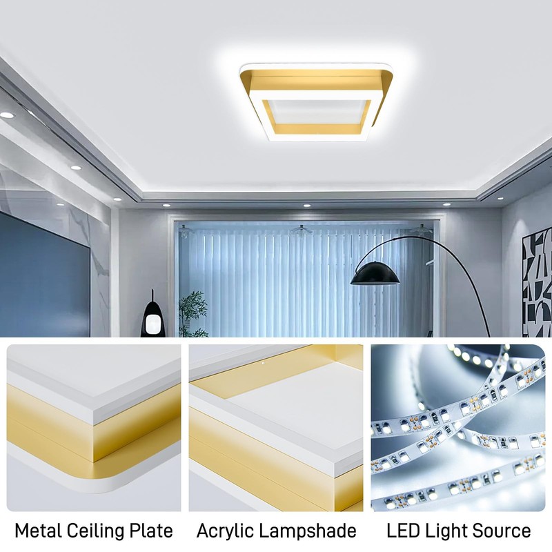 24W Square Modern Flush Mount Ceiling Light, 9.5inch Small LED Close to Ceili... gallery