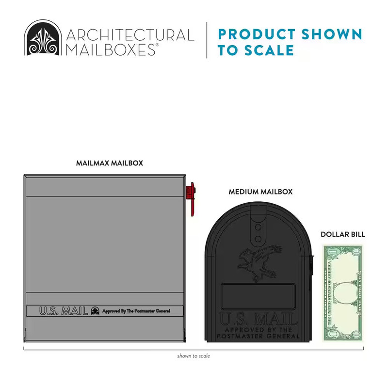 Mailmax Textured Black & Silver, Large, Galvanized Steel & Aluminum, Post-Mount gallery