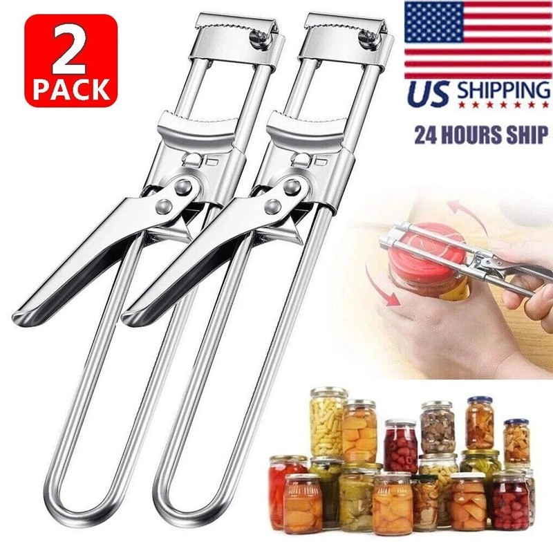 2X Adjustable Multifunctional Stainless Steel Can Opener Jar Lid Gripper New gallery