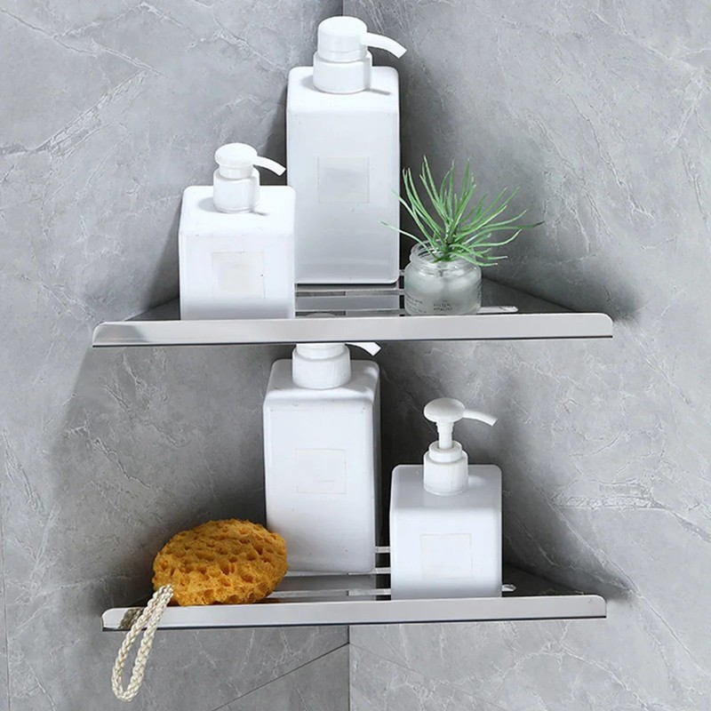 Bathroom Shelf Corner Shower Shelf No Drilling 304 Stainless Steel Corner gallery