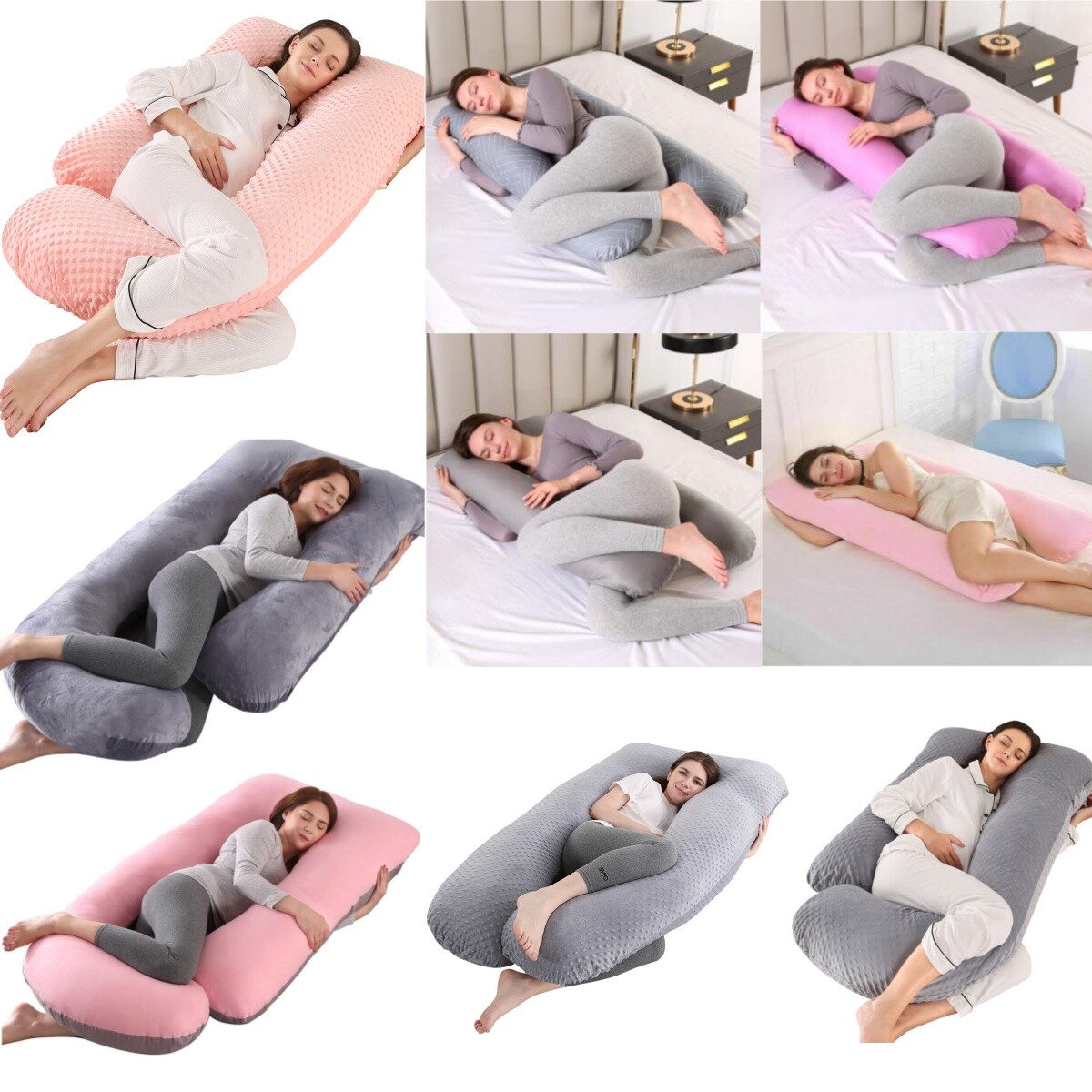 Pregnancy Pillow J/U-Shape Full Body Pillow 100% Cotton Maternity Support Pillow gallery