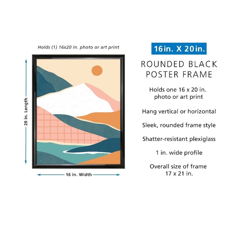 16x20 Picture Frame – Black Rounded Profile Wall Photo Frame gallery