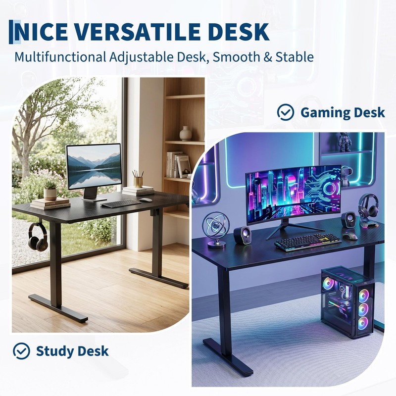 Electric Standing Desk ,55" Adjustable Sit to Stand Up Gaming Desk ,Home Office gallery