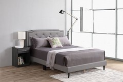 Chic Light Grey Queen-Sized Bed