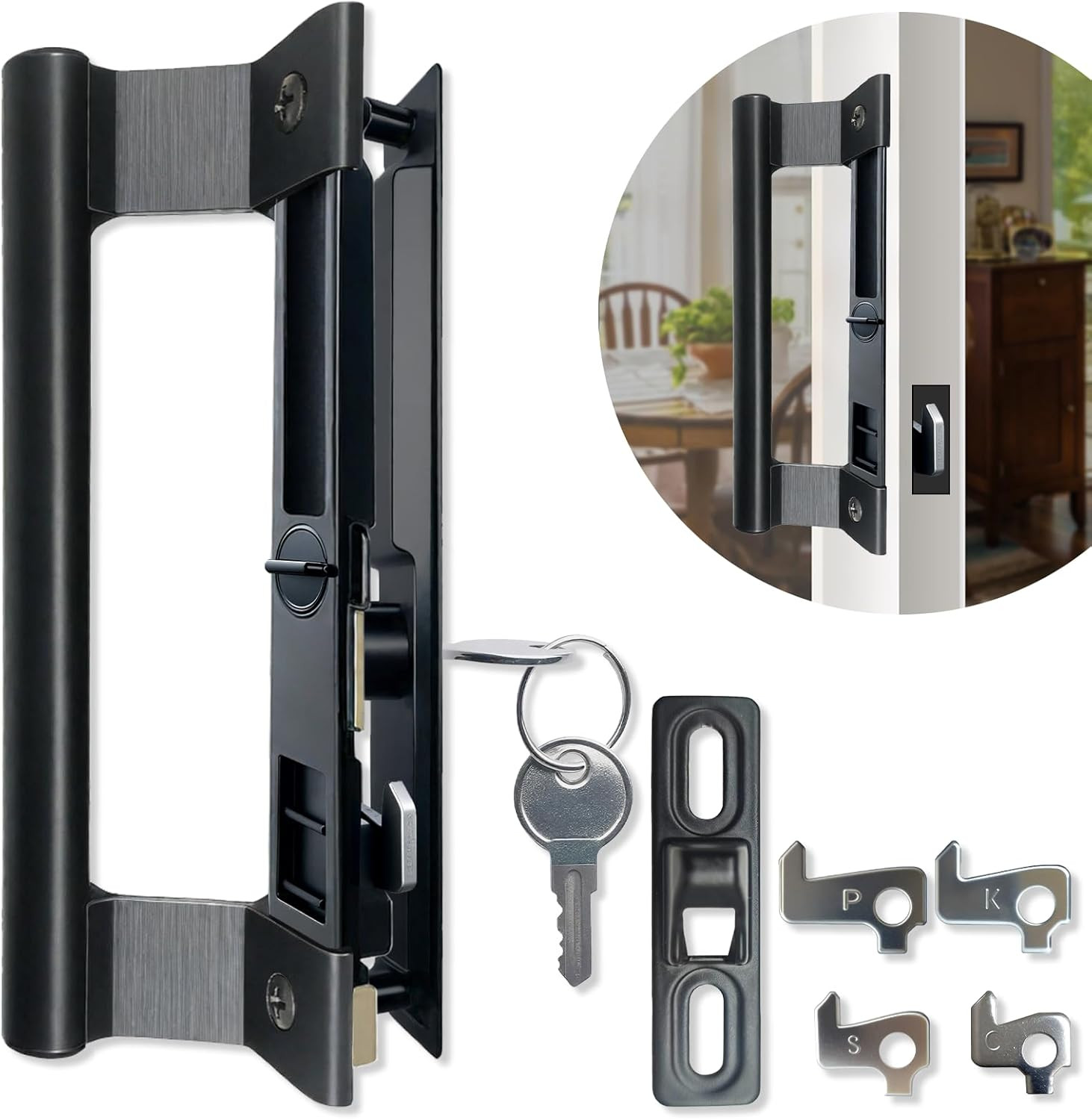 Sliding Glass Door Handle Set with Lock - Easy to Install,Patio Sliding Door Han gallery