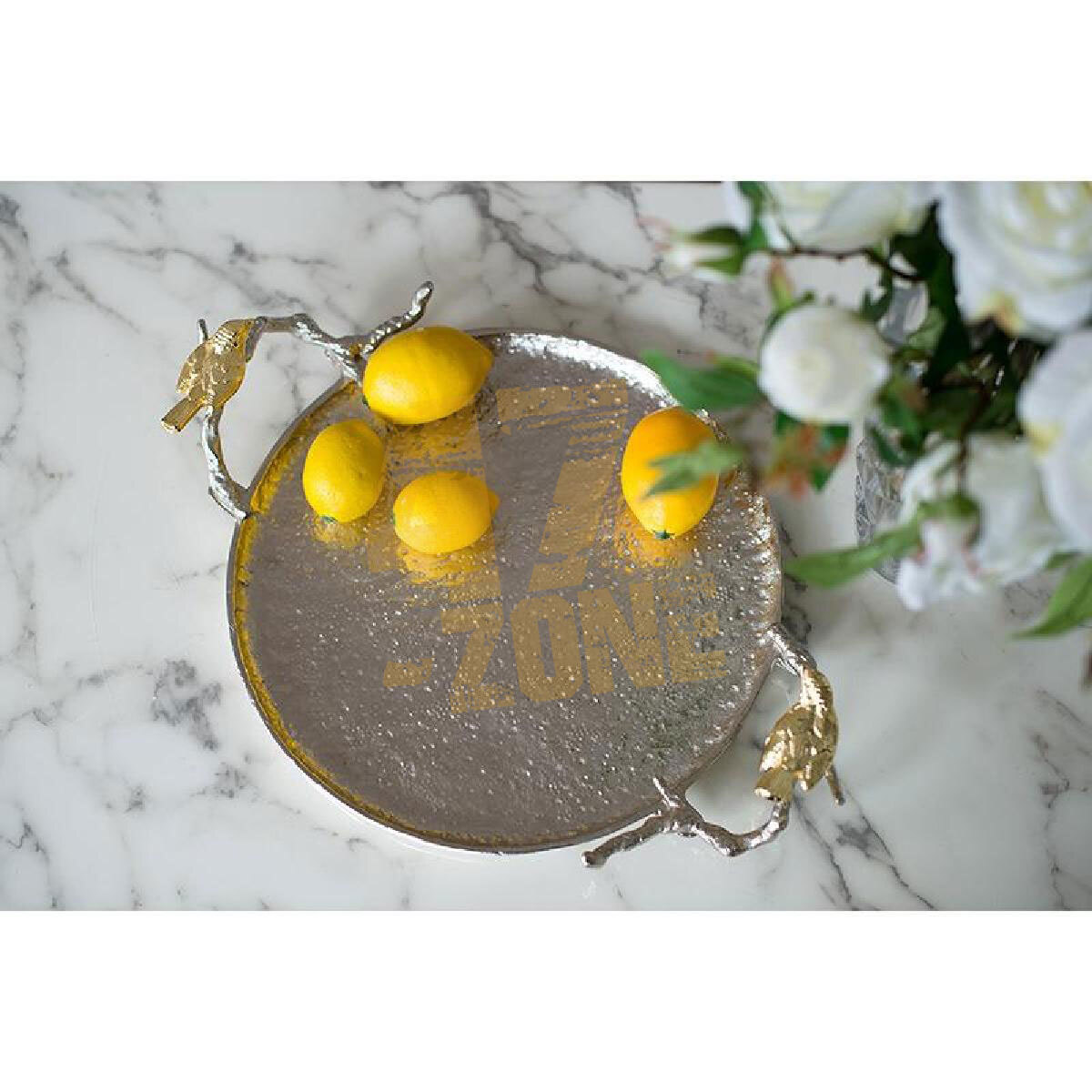 Aluminum Alvada Decorative Tray Silver Gold Indoor Tabletop Home Decor gallery