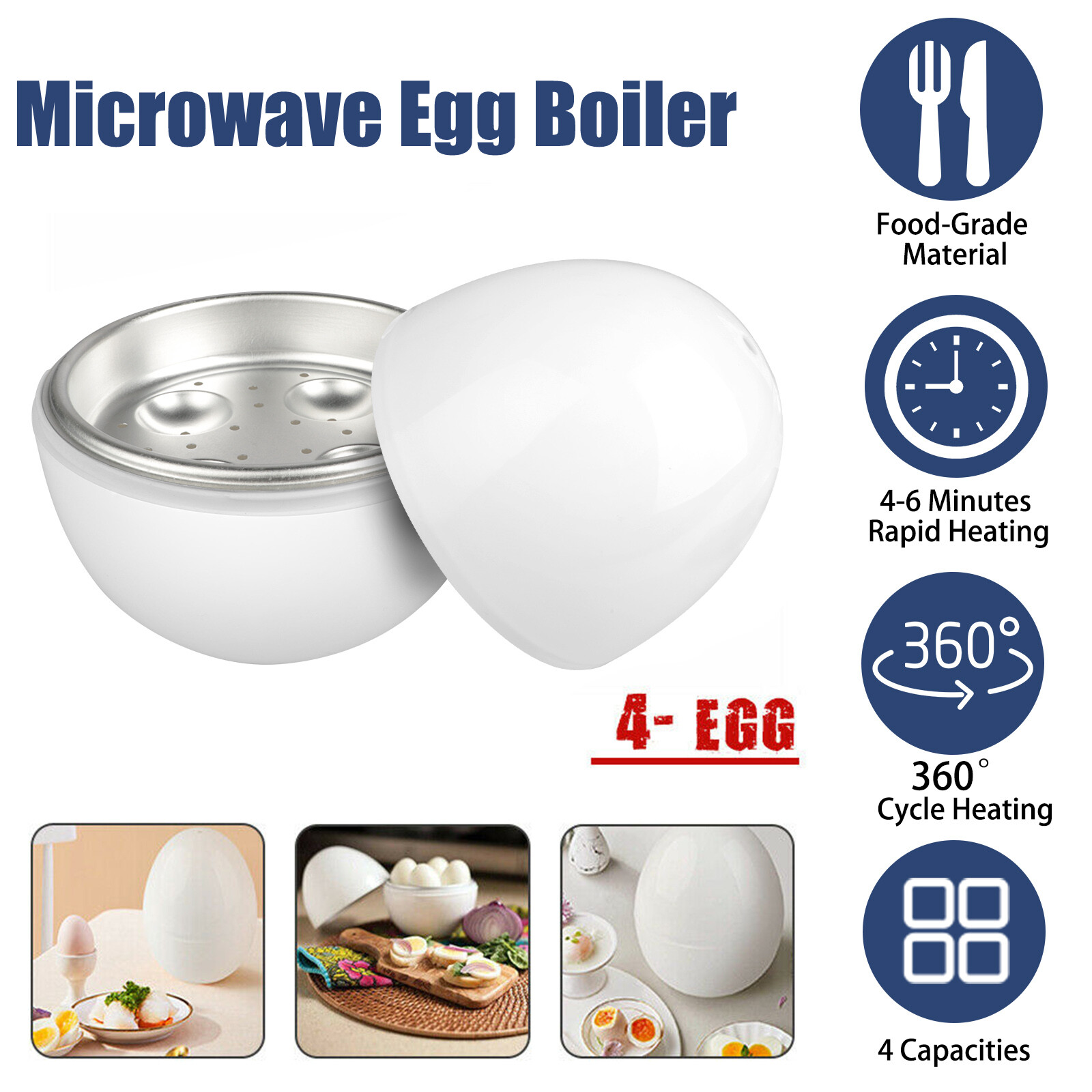 Microwave Egg Boiler Cooker 4 Eggs Pod Detaches Shell Steamer Kitchen Cook Tool gallery