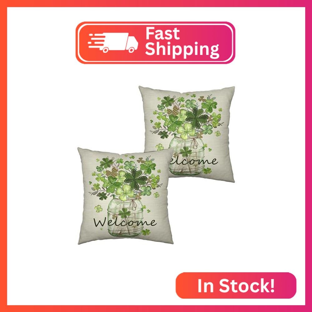 Kwlegh St Patricks Day Pillow Covers 18x18 Set of 2 Shamrock Pillow Case Clover gallery