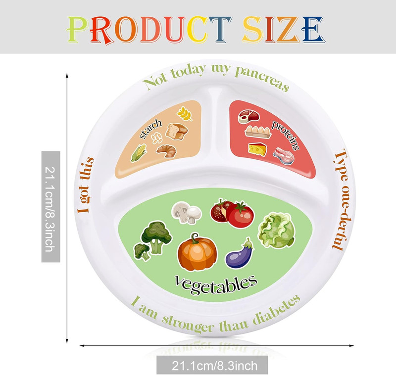 Diabetic Portion Control Plate Divided Plates for with Protein, Carbs and Veget gallery