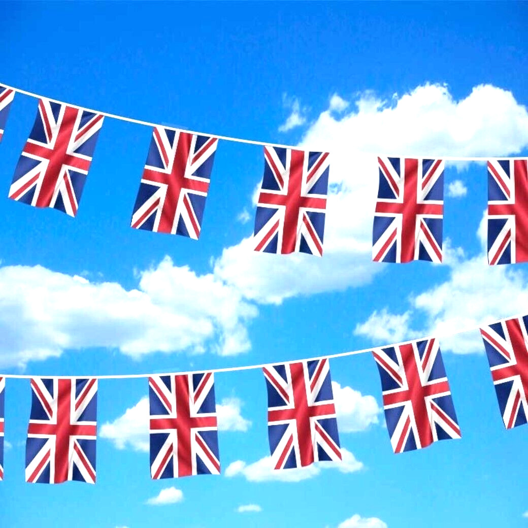 Union Jack Bunting - 10 Feet Long - Each Flag is 6" X 9" - 10 Flags gallery