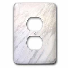3dRose Gray Marble Texture 2-Plug Outlet Cover – White Light Grey Stone Look