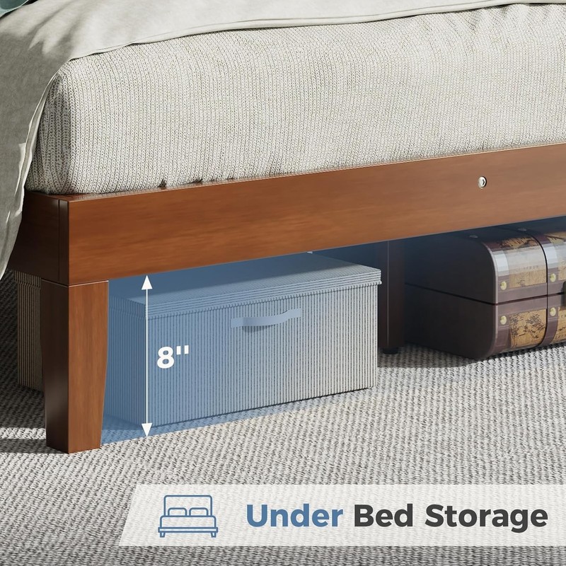 DUMOS HOME Solid Wood Bed Frame with Headboard,Heavy Duty Pine Wood Bed Frame gallery