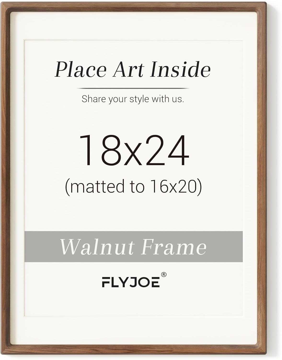Natural Walnut 18x24 Poster Frame with Glass, Matted for 16x20 Photos gallery