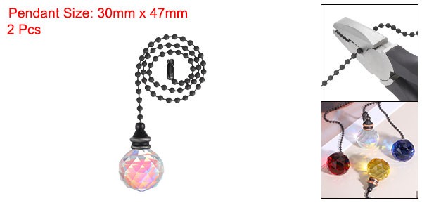 2Pack Ceiling Fan Pull Chain 12" Crystal Pendant Pull Chain Extension Colorful gallery
