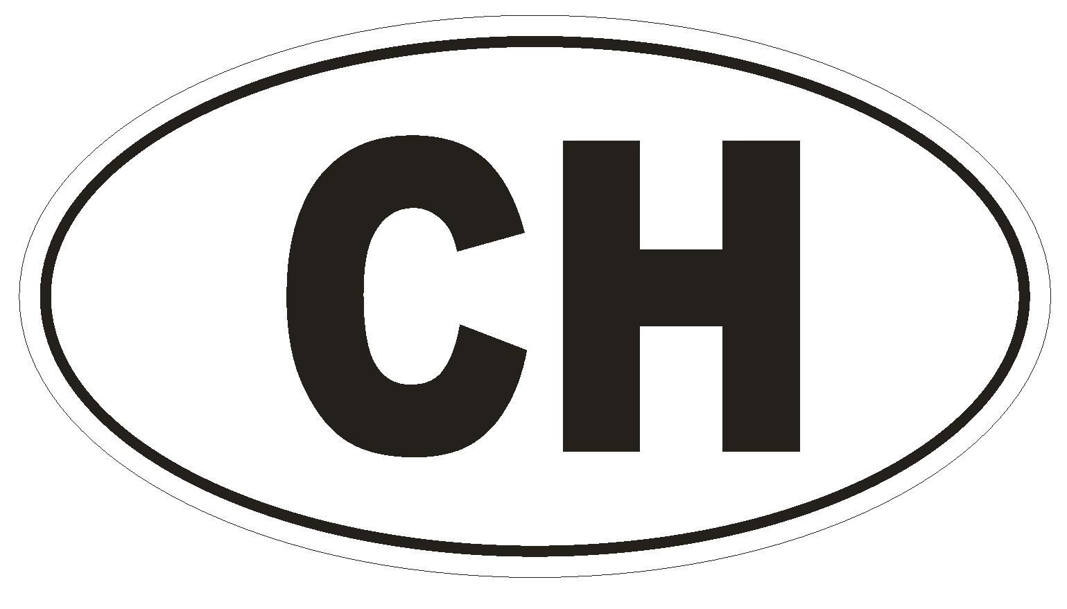 CH Switzerland Country Code Oval Bumper Sticker or Helmet Sticker D966 Swiss gallery