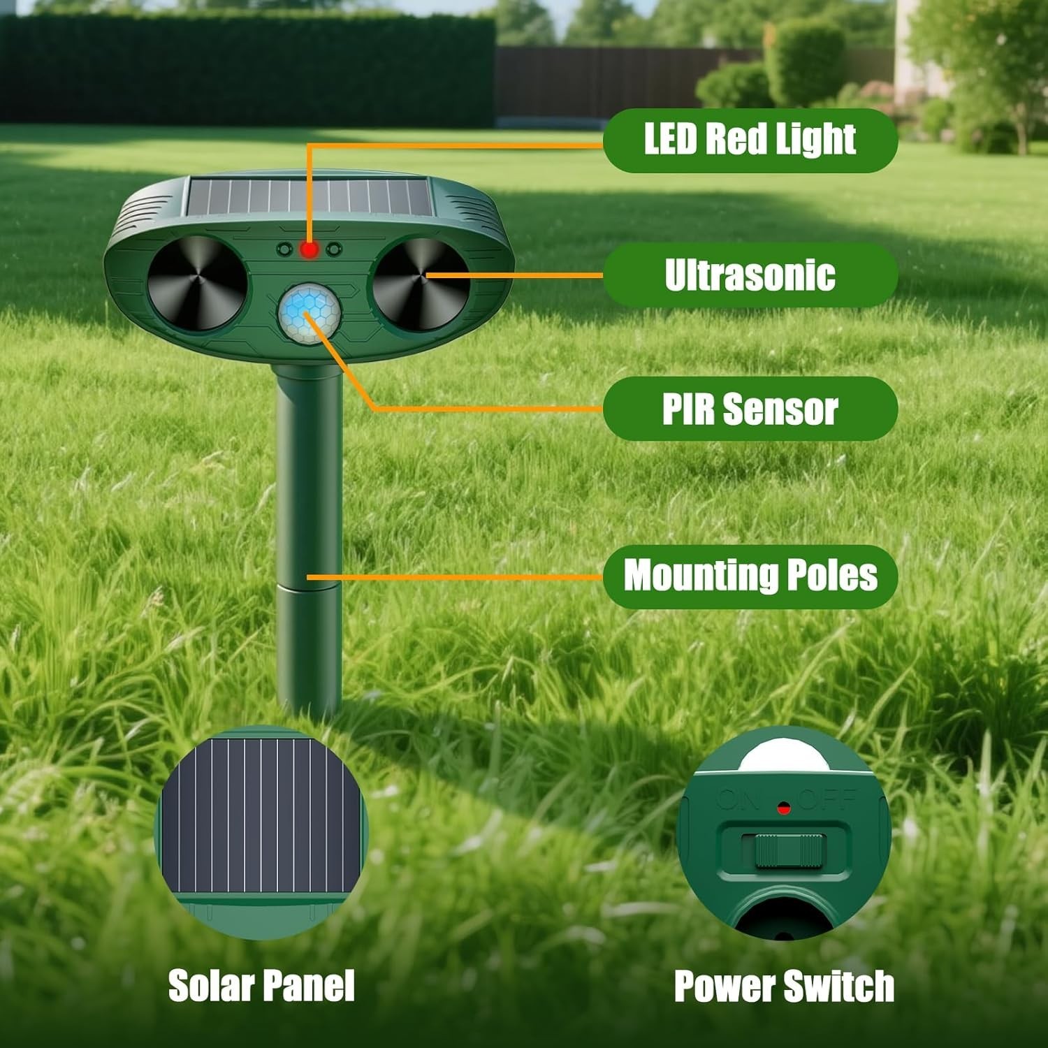 Solar Ultrasonic Animal Repellent Devices Waterproof with Motion Sensor and gallery
