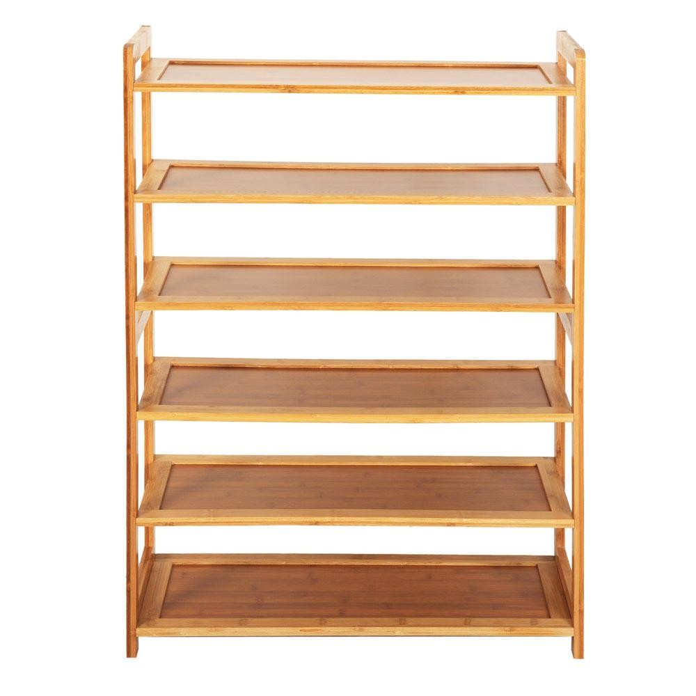 6 Tier Shoe Rack Entryway Shoe Shelf Holder Storage Organizer Wood Color gallery