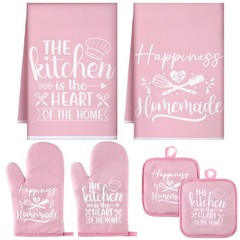 6 Pcs Kitchen Decor Accessories Set Farmhouse Towels Pot Holders Oven Mitts S…