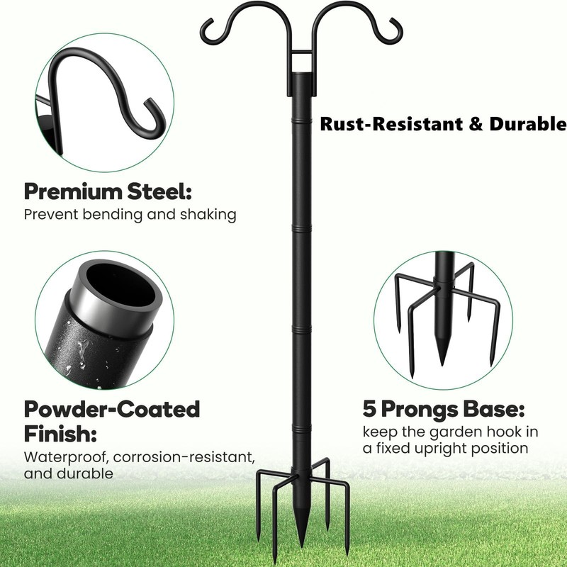 Double Shepherds Hooks for Outdoor 76”2 Pack Adjustable Shepard for Garden Hu... gallery