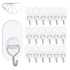 Adhesive Hooks Transparent 20 Pack Hooks Self Adhesive No Drilling Max 8kg Na…