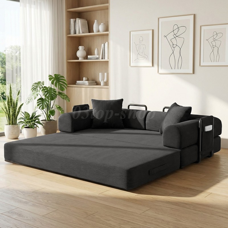 Washable Sofa Bed Couch Sleeper Convertible Pull-Out Bed Couch With Side Pockets gallery