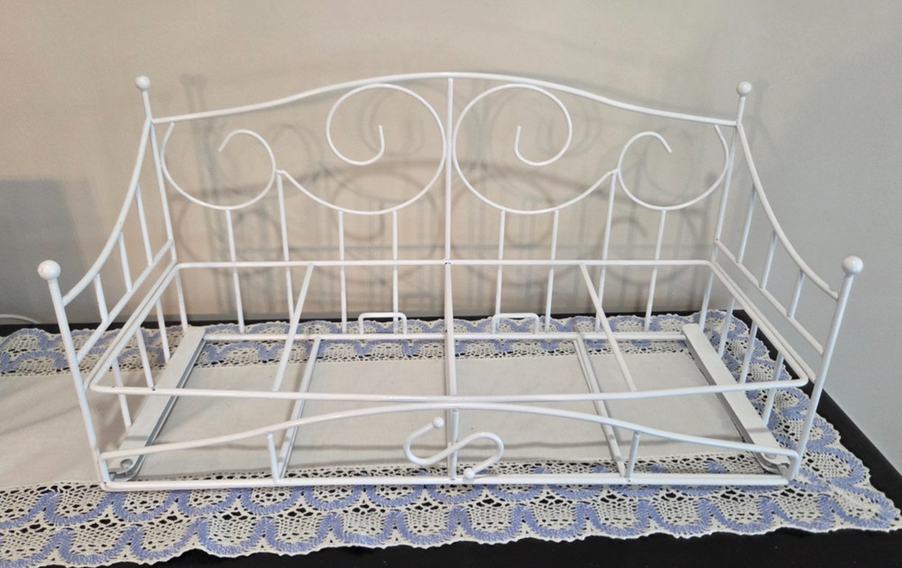 White Metal Wall Shelf w/Pull Out Tray 20" x 10 1/2" x 8 1/4" deep.