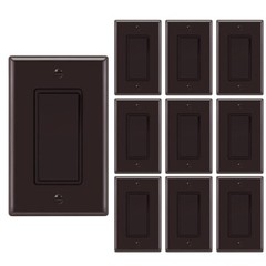 Decora Light Switch Brown, Single Pole Paddle Rocker,15A 120V/277V,10 Pack