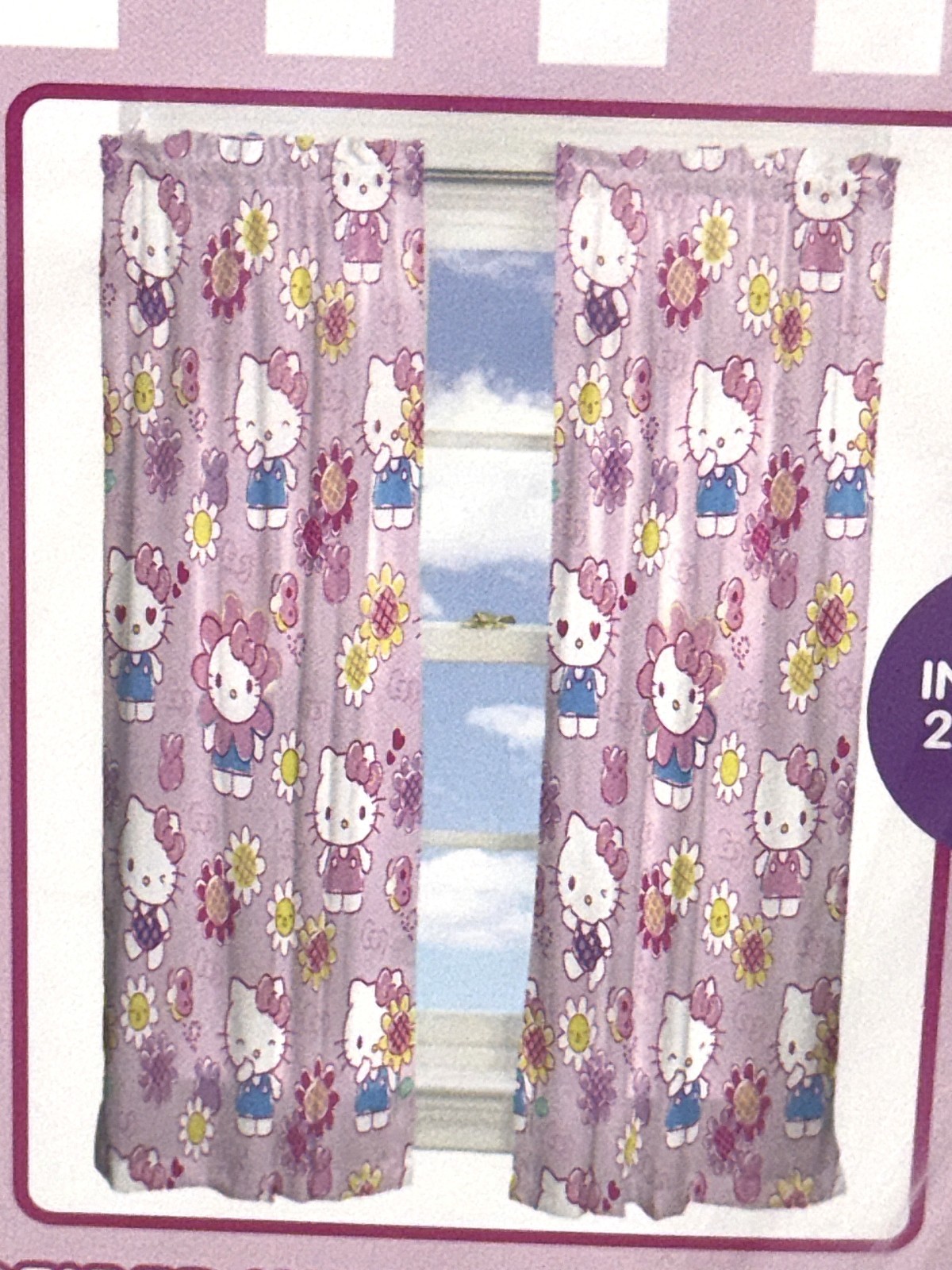 Sanrio Hello Kitty Microfiber Window 2 Panels Curtains Drapes Flower Kids Franco gallery
