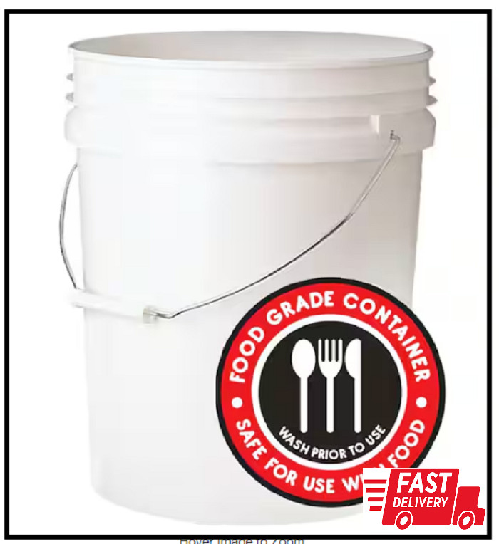 5 gal Multipurpose Food Safe Bucket White Carry Handle FDA approved without Lids gallery