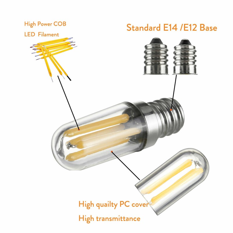 Mini Dimmable LED Fridge Freezer Filament Light COB Bulbs E14 E12 1W 2W 4W EM87 gallery