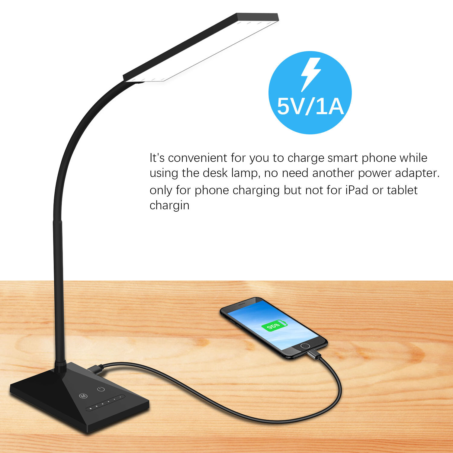 Dimmable LED Desk Table Lamp with USB Charging Touch Control USB Table Base Lamp gallery