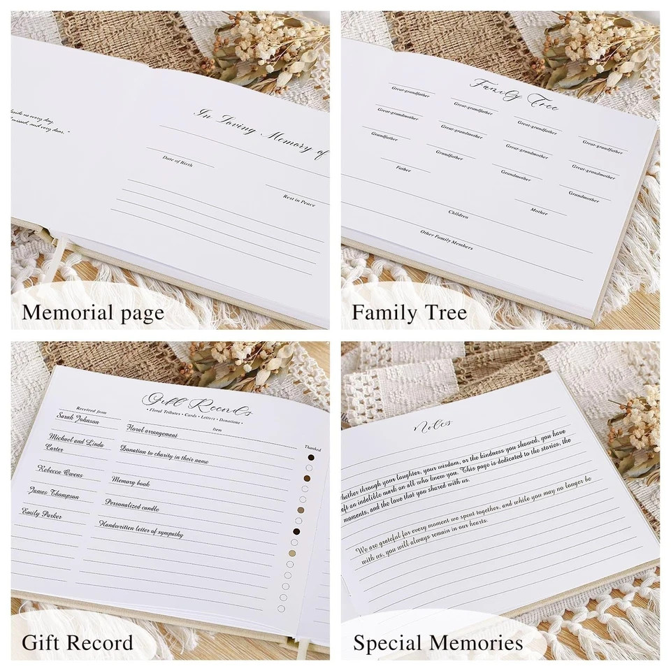 Funeral Guest Book for Memorial Service, Linen Celebration of Life Registry G... gallery