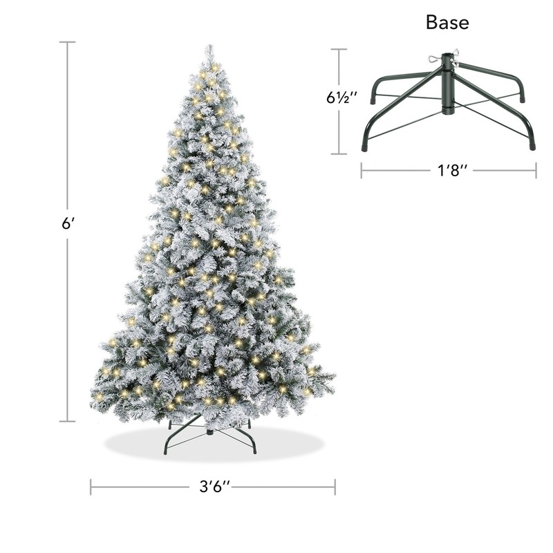 6FT Pre-Lit Snow-Flocked Pine Realistic Artificial Holiday Christmas Tree with gallery