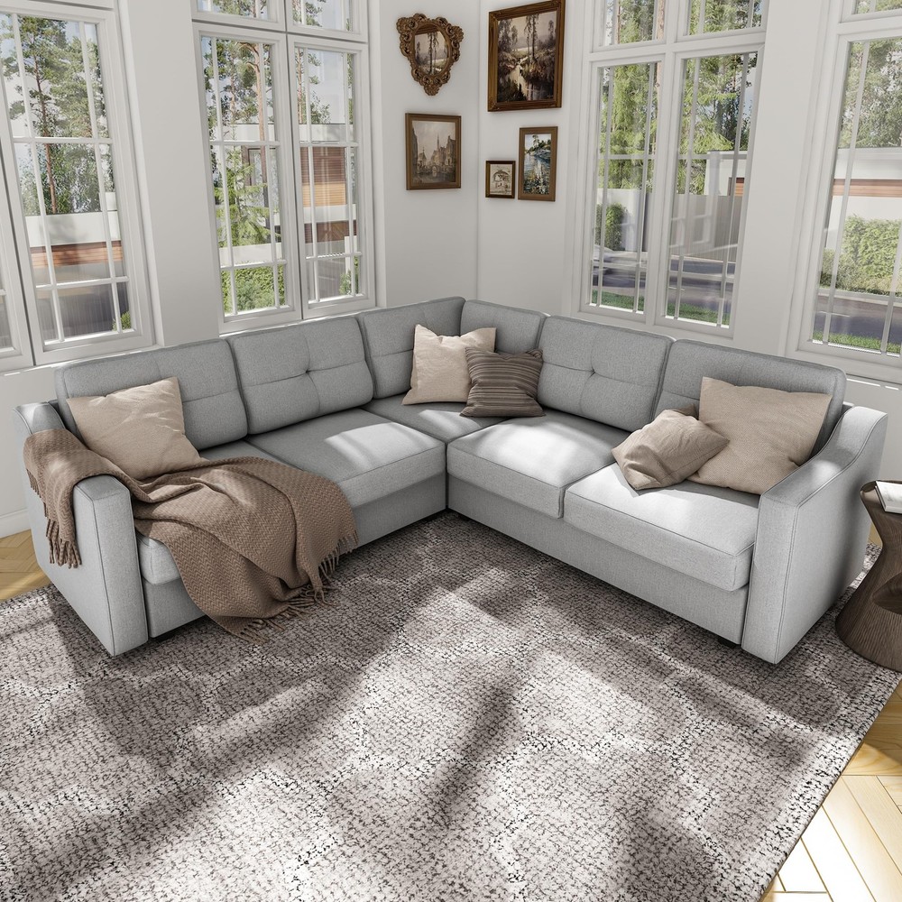 Convertible Sectional Sofa, 5-Seat Sofas L Shaped Couch for Living Room