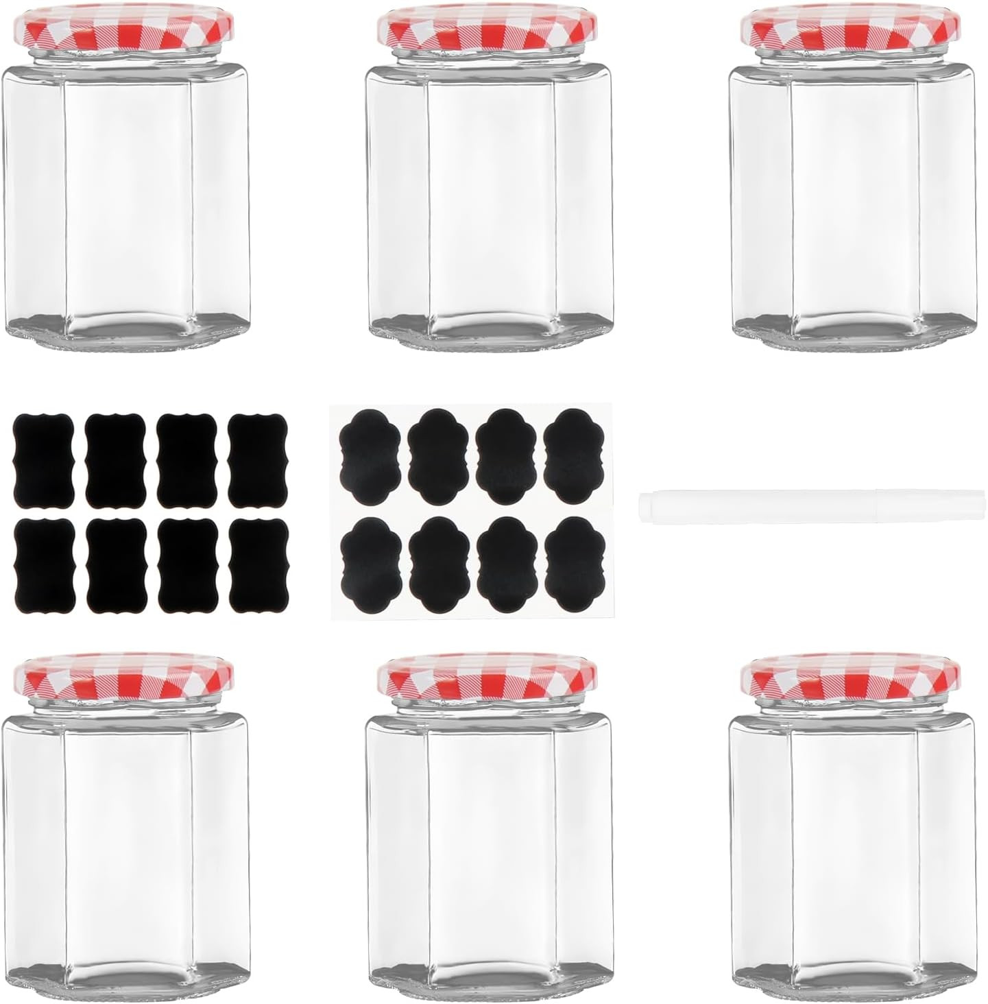 Glass Jam Jars with Lids, 280Ml / 9Oz Hexagonal Storage Glass Jars with Screw To gallery