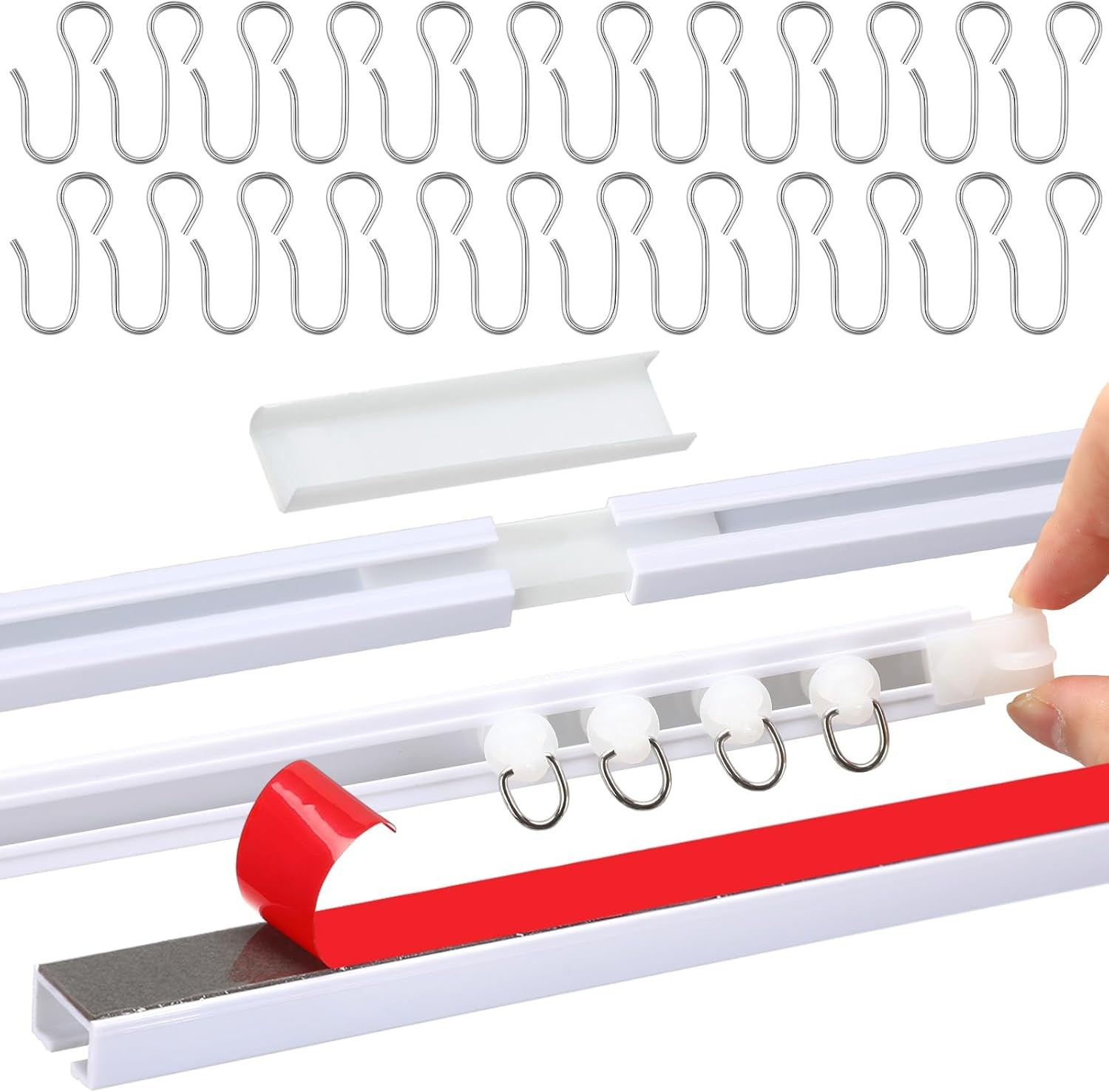 11 FT/126 IN Self Adhesive Ceiling Curtain Track Rail No Drill Rod Screws or gallery
