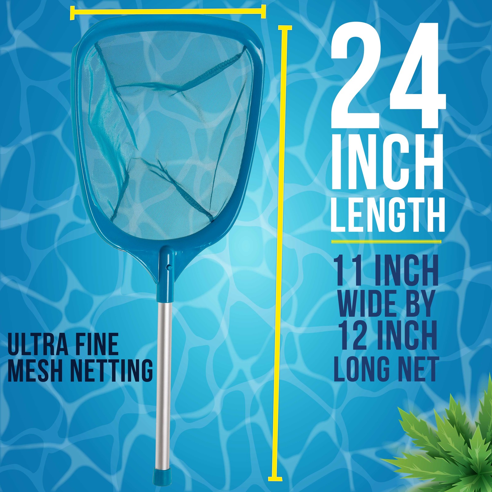 Spa Hot Tub Pool Hand Leaf Skimmer Net Ultra Fine Mesh 12" Aluminum Pole, Kiddie gallery