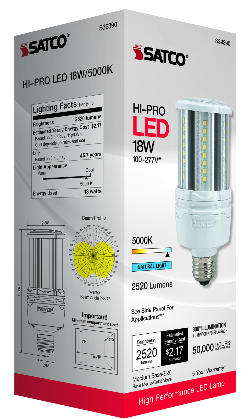 LED HID Replacement Corncob 100-277V 18W Watt 120W E26 50K 5000 Natural DayLight gallery
