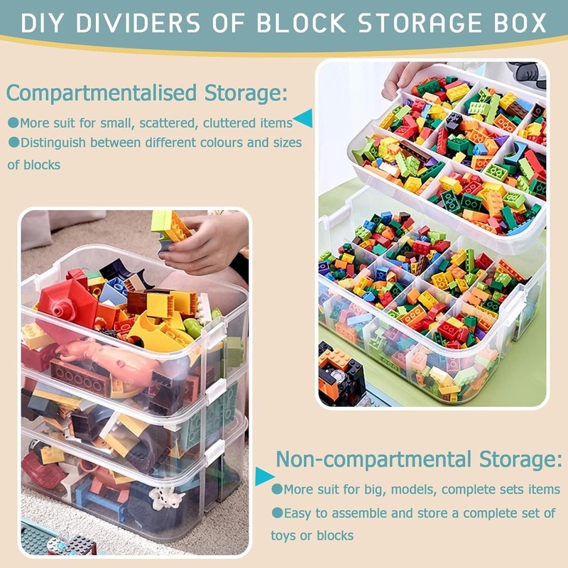 3 tiers Stackable Storage Organizer for Lego Kids Toy Box Building Blocks W Lids gallery