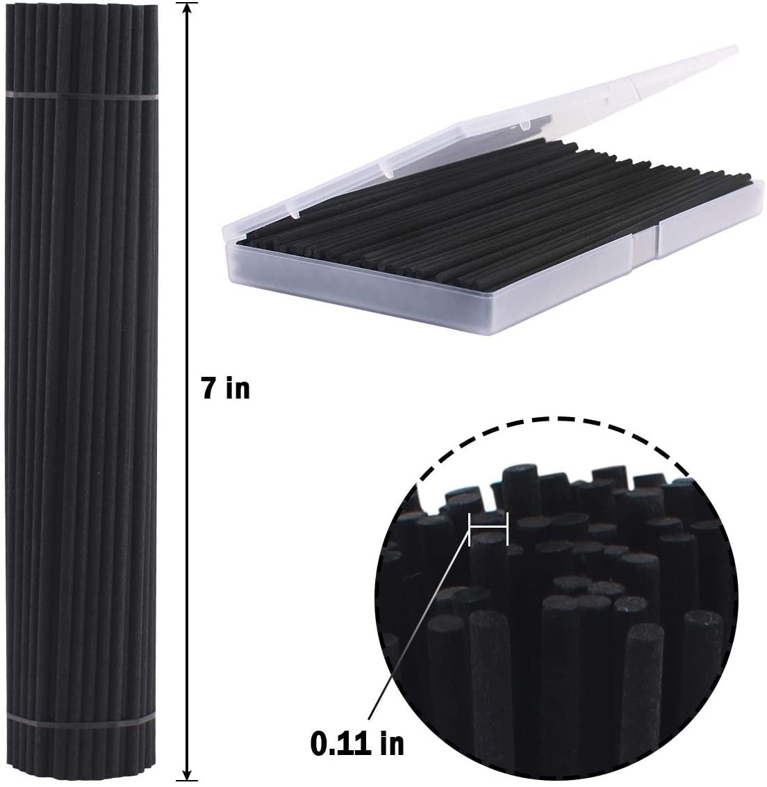 100PCS Reed Diffuser,7 Inch Aromatherapy Diffuser Black Fiber Sticks-Black Re... gallery