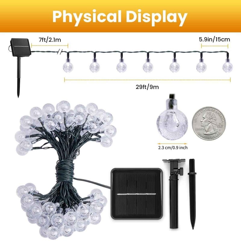 Outdoor Solar String Lights, 2 Pack 50 LED 23ft 8 Modes for Garden Yard Decor gallery