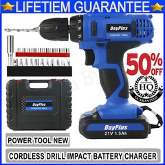 21V CORDLESS COMBI DRILL DRIVER ELECTRIC POWER SCREWDRIVER WITH BITS SET+BATTERY