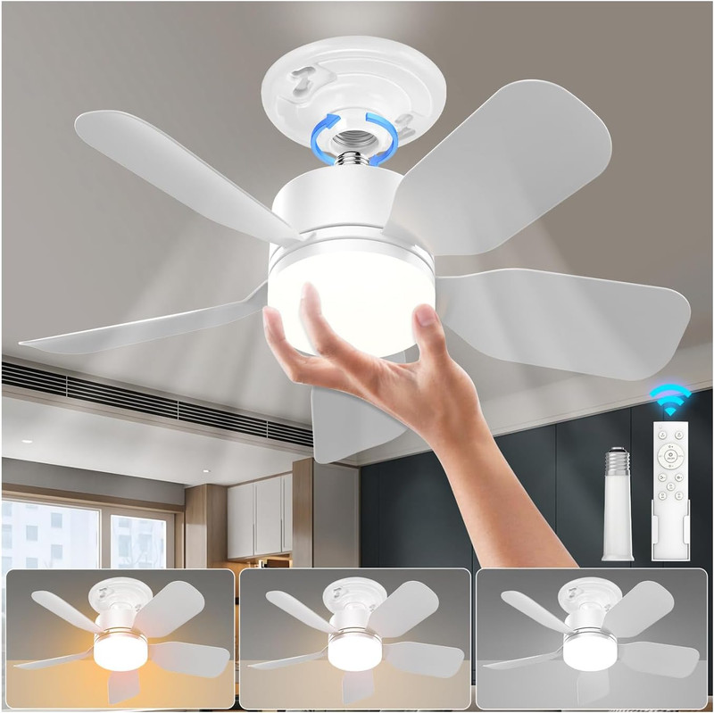 20" Socket Fan Light with Remote, 30W 2000 Lumens, 3 Colors 3000-6000K Small ... gallery
