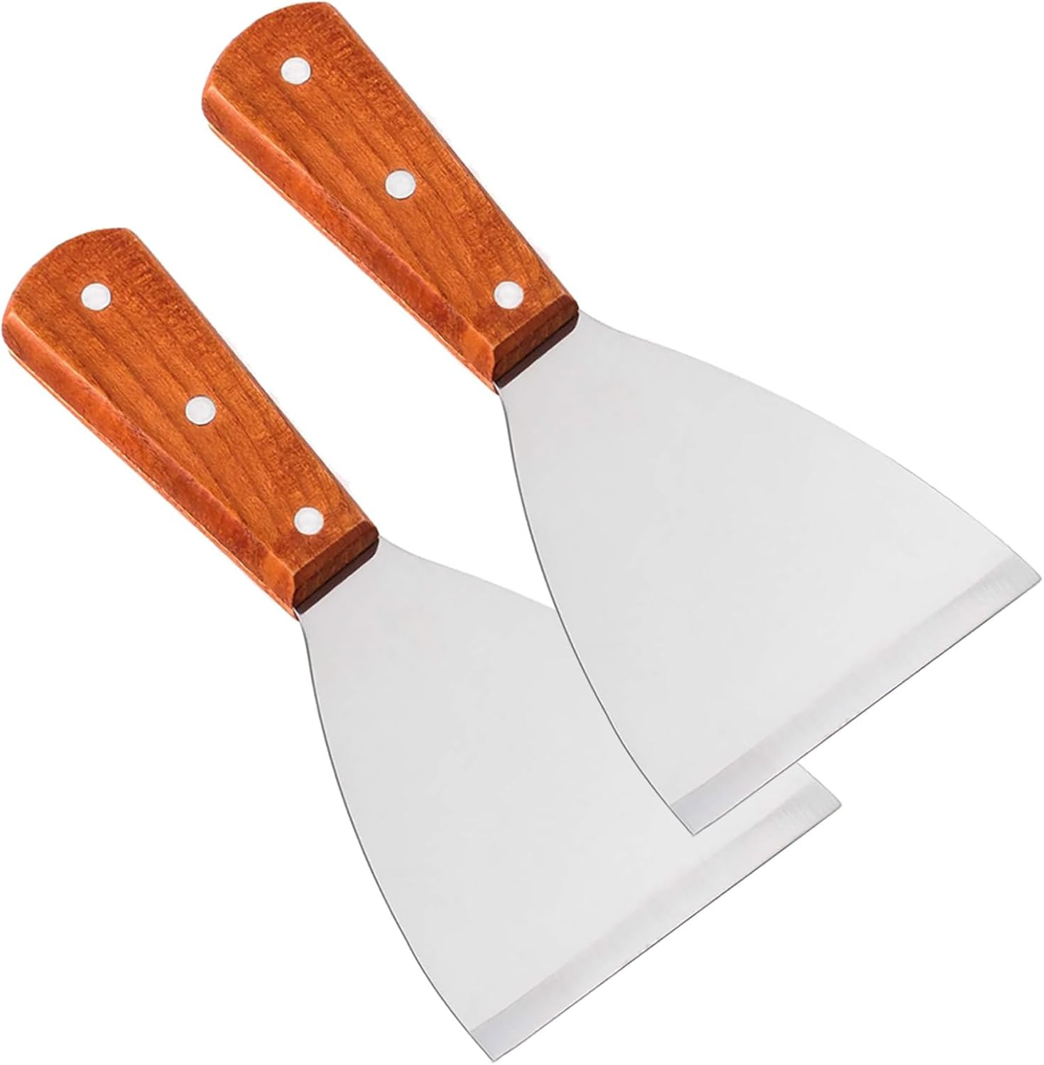Premium Stainless Steel Slant Edge Grill Scrapers Wood Handle for Barbecue Cooki gallery