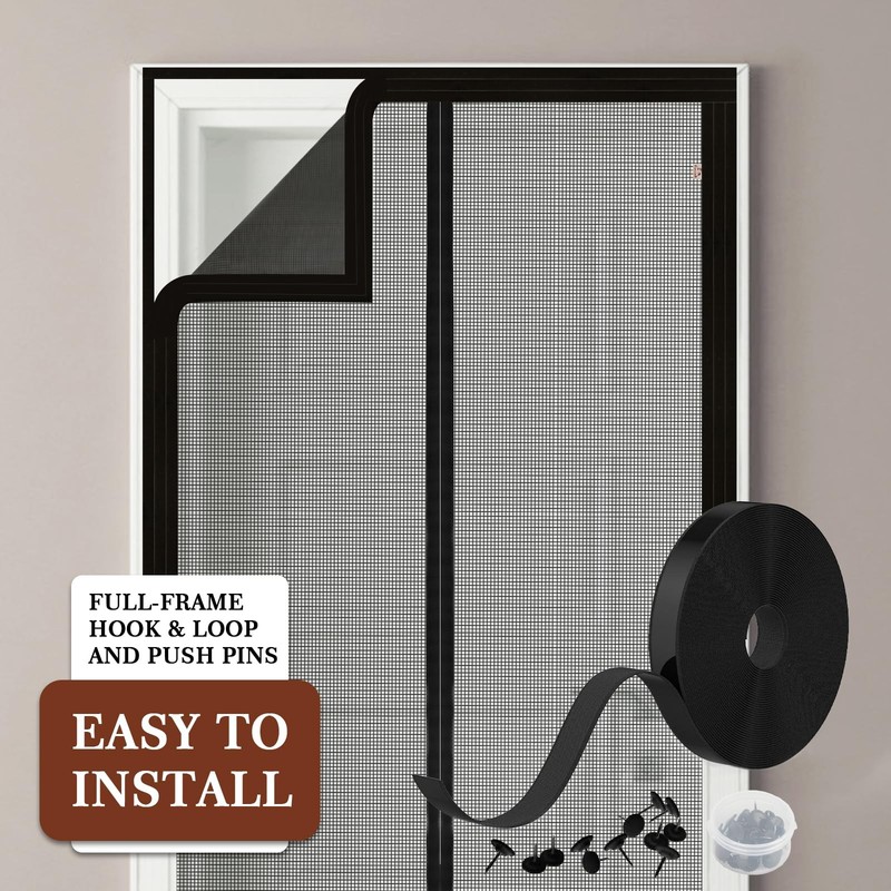 Yotache Adjustable Magnetic Screen Door Fit 34"-38" Wide Door, Black gallery